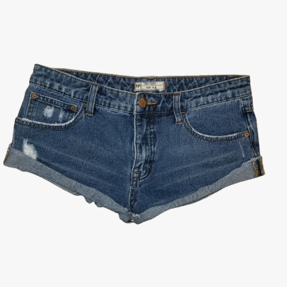 Free People Denim Blue Women's Shorts Cut off cuffed short shorts size 26